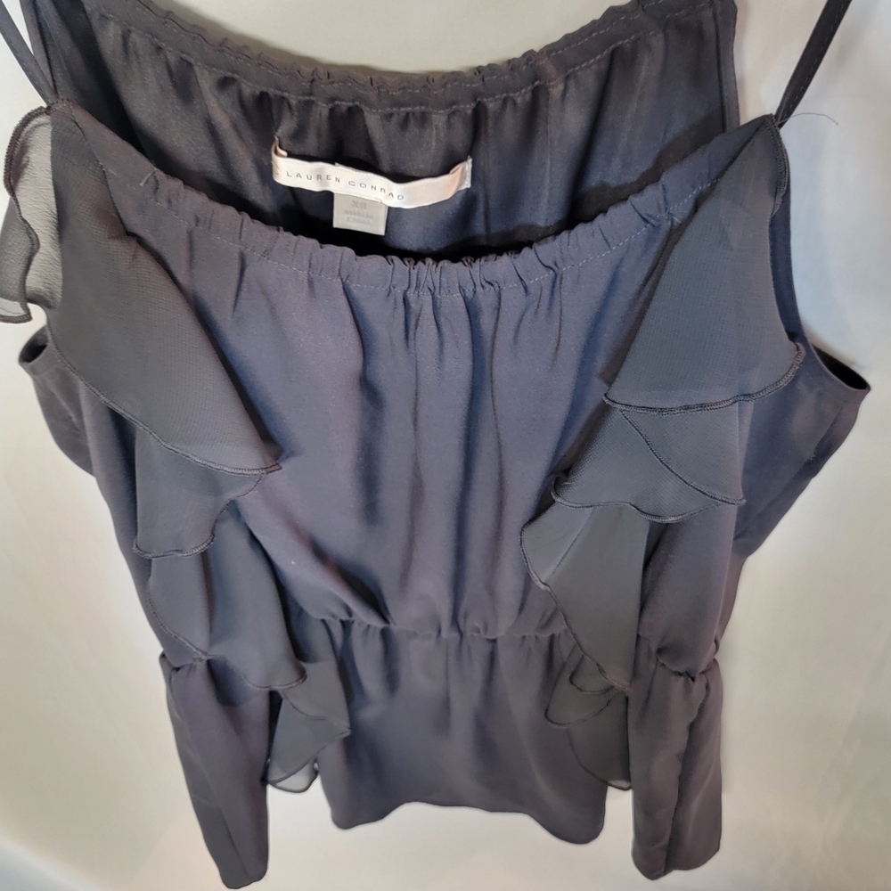 Gray Spaghetti Strap Peplum Blouse Women's Size Xs - Picture 2 of 9